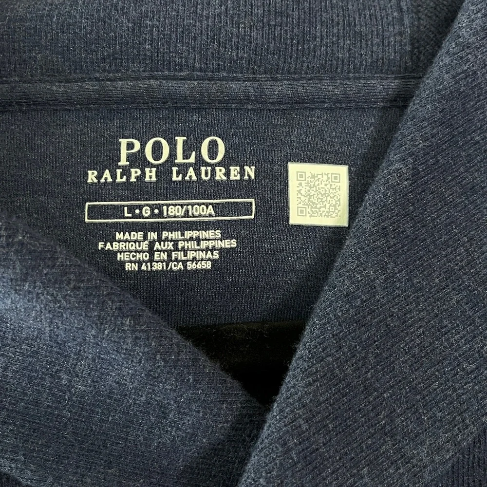 Polo Ralph Lauren Luxury Jersey Shawl‎ Pullover Sweater Mens L Blue Knit Preppy